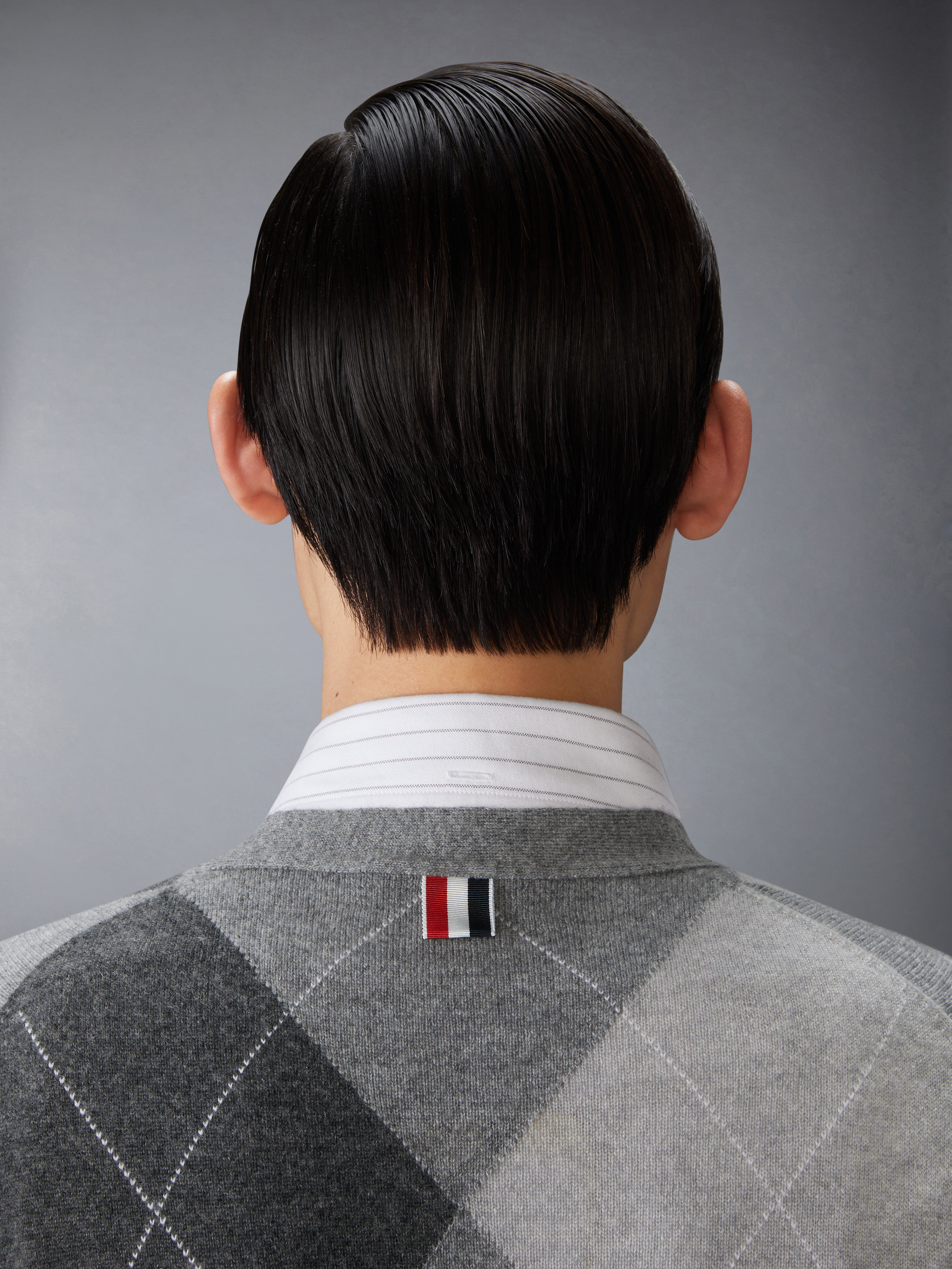Argyle Intarsia Cashmere V Neck Cardigan | Thom Browne