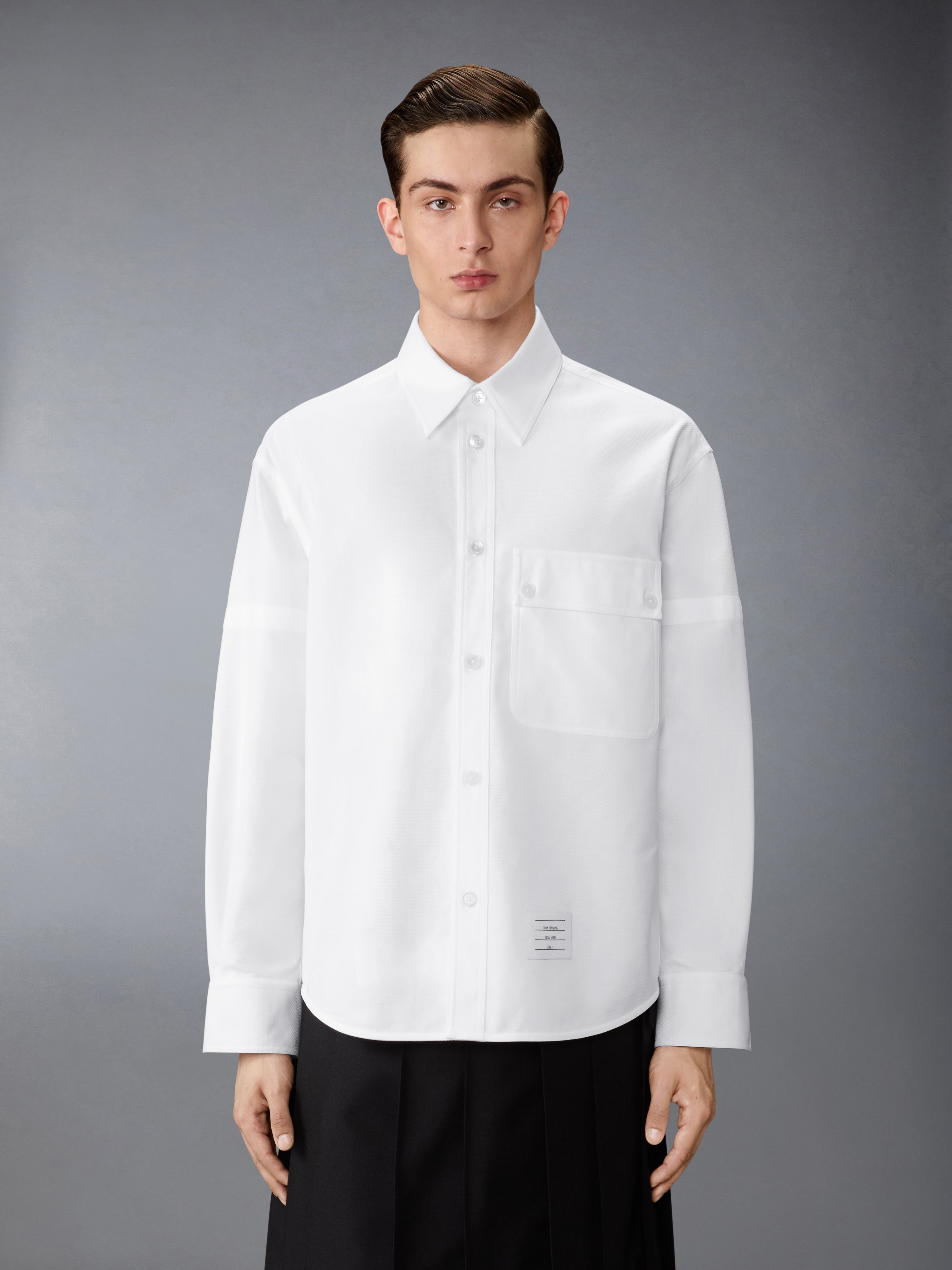 Opique Double Needle Armband Oversized Shirt | Thom Browne