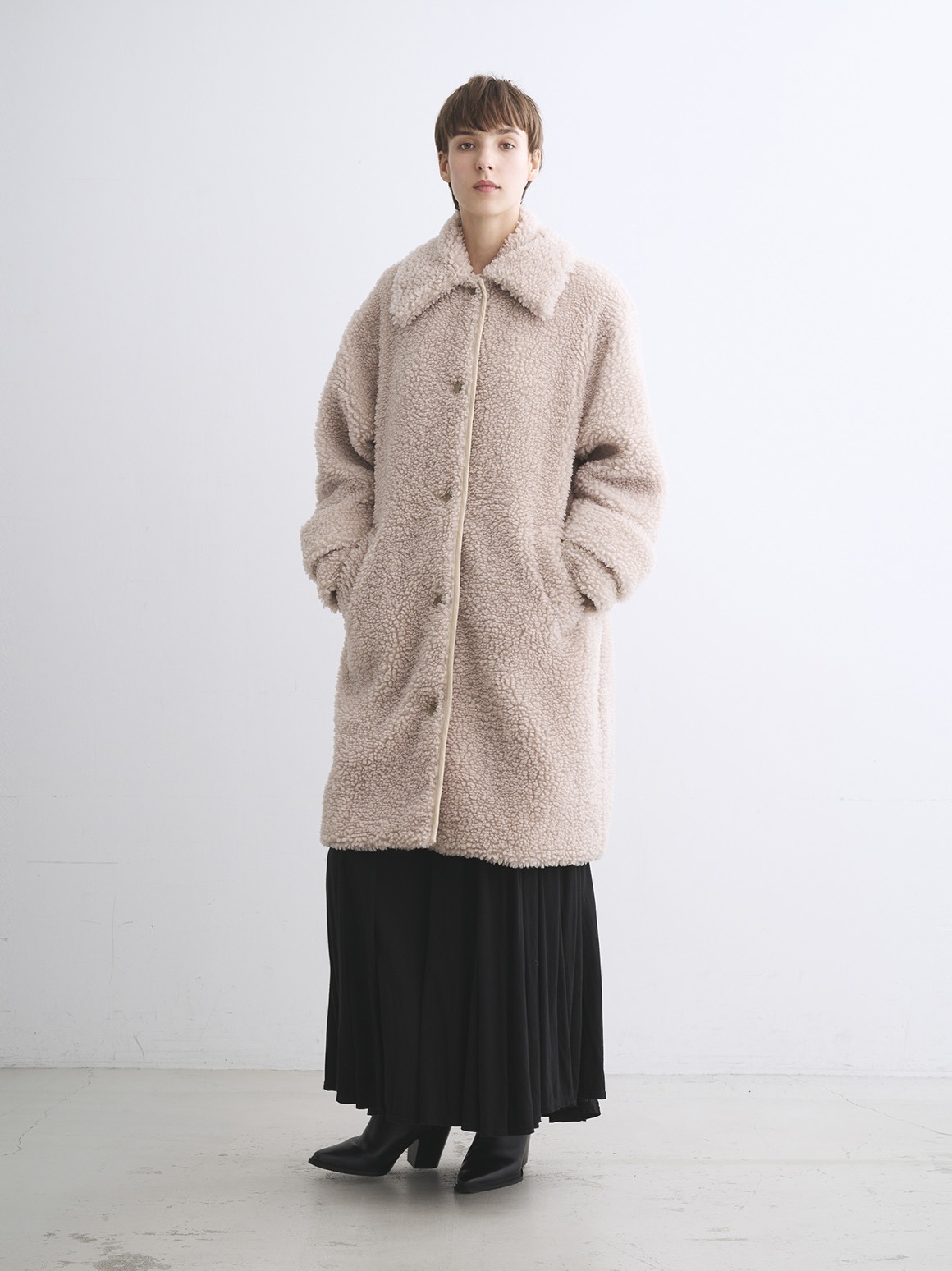 Ecopel boa long coat｜スリードッツ オフィシャルオンラインショップ