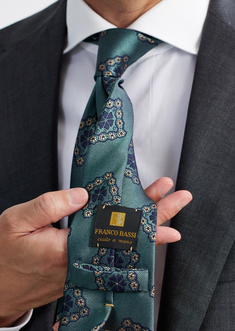 FRANCO BASSI TIE | 小紋 グリーン | TIE STATION【タイステーション】