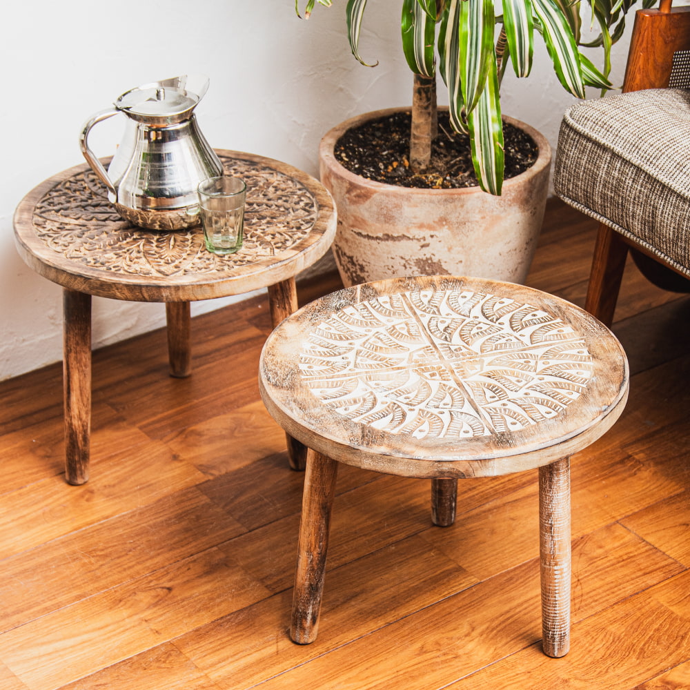 アジアン家具 スツール ナチュラル (全3種類)直径38cm マンゴーウッド