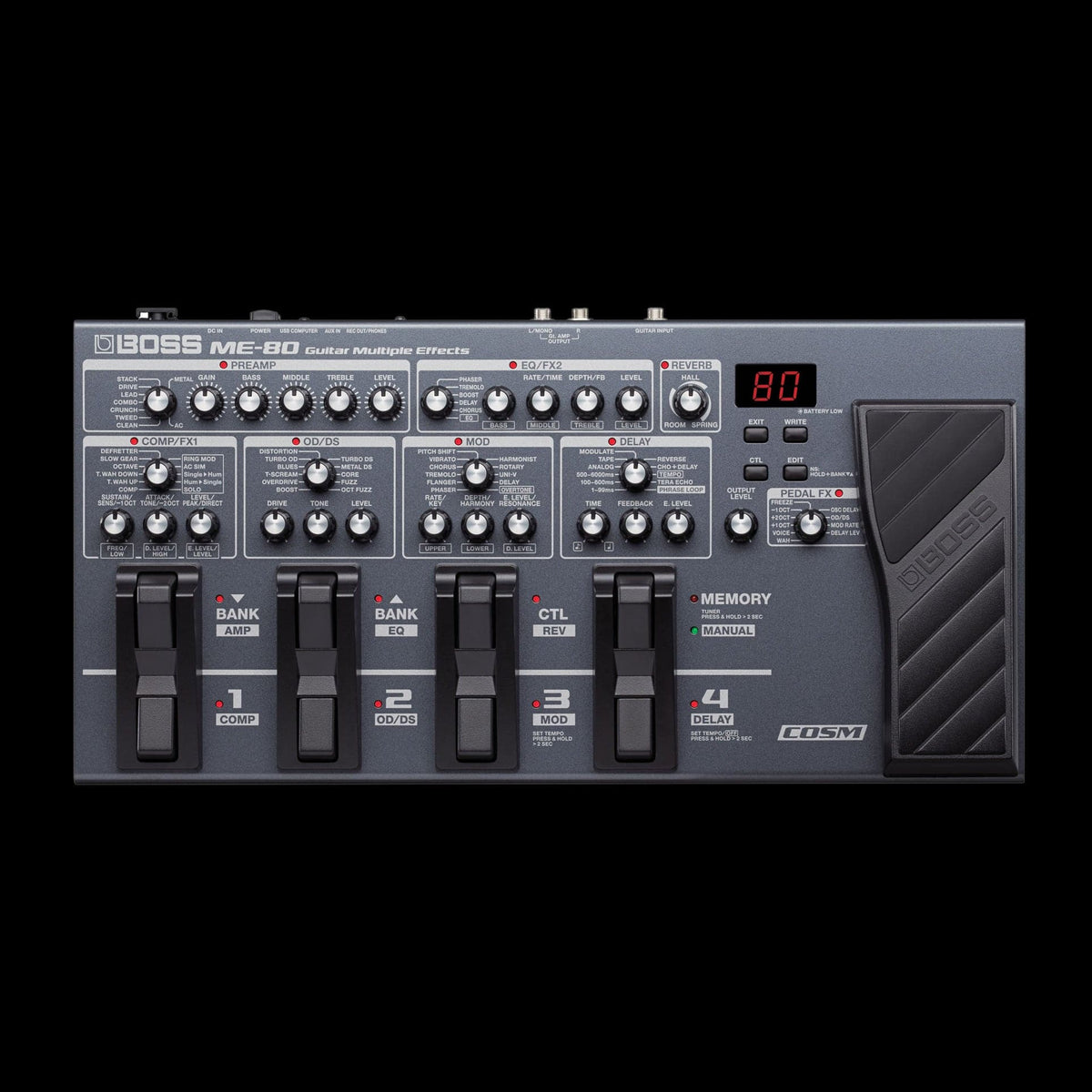 Boss ME-80 Multi Multiple Effect Guitar Pedal Board — Truetone Music