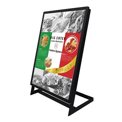 電飾スタンド看板】バッテリー付 屋外用 L型 LEDスタンドパネル A1