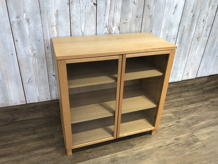 無印良品】当店人気のキャビネット（ガラス扉）・オーク材AVラック