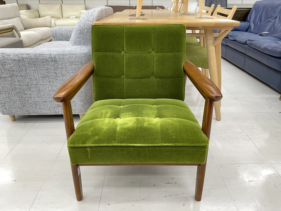 お値段見直しました！ カリモク60 Kチェア モケットグリーン 1シーター