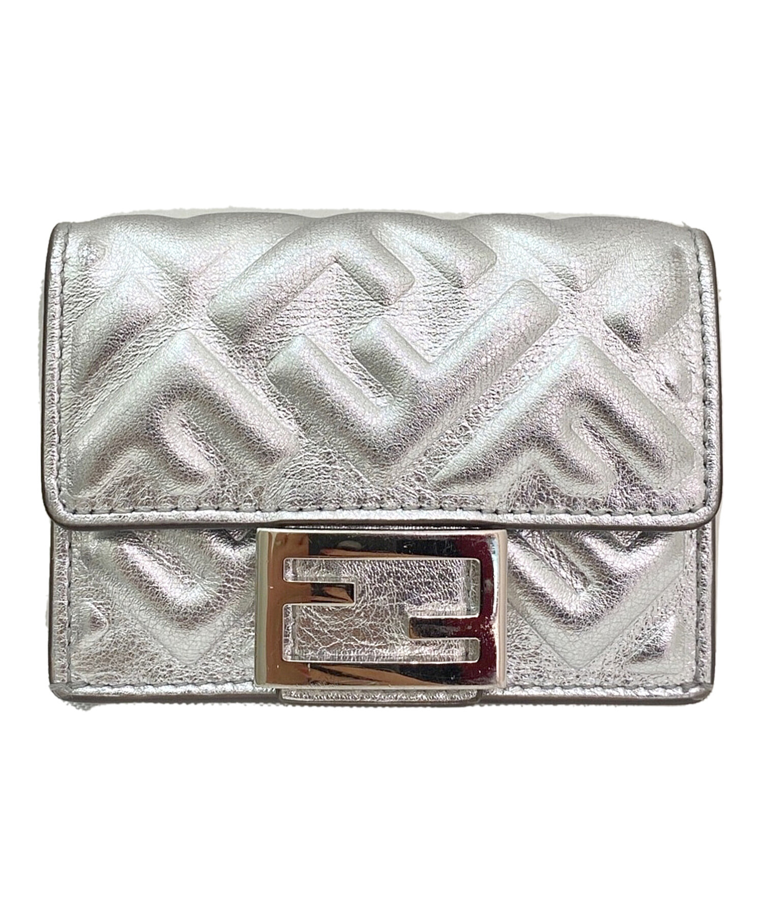 中古・古着通販】FENDI (フェンディ) マイクロ3つ折り財布 シルバー