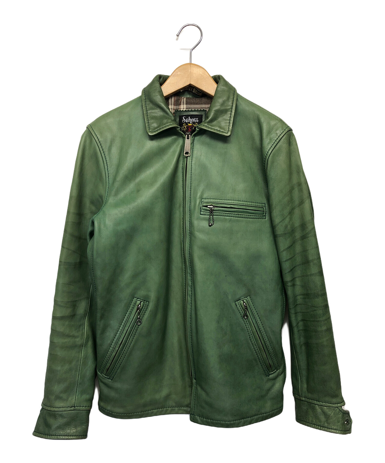中古・古着通販】Schott (ショット) レザージャケット グリーン サイズ