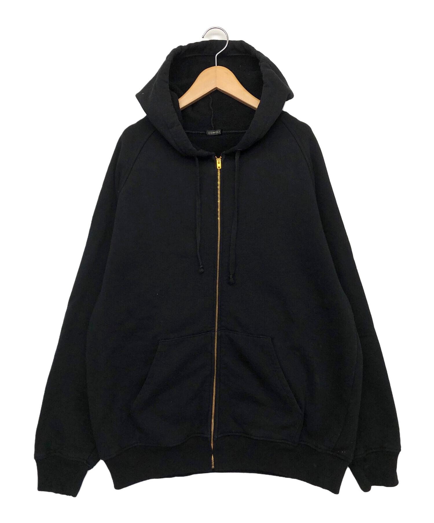 中古・古着通販】COMOLI (コモリ) コットン裏毛 ジップパーカ ブラック