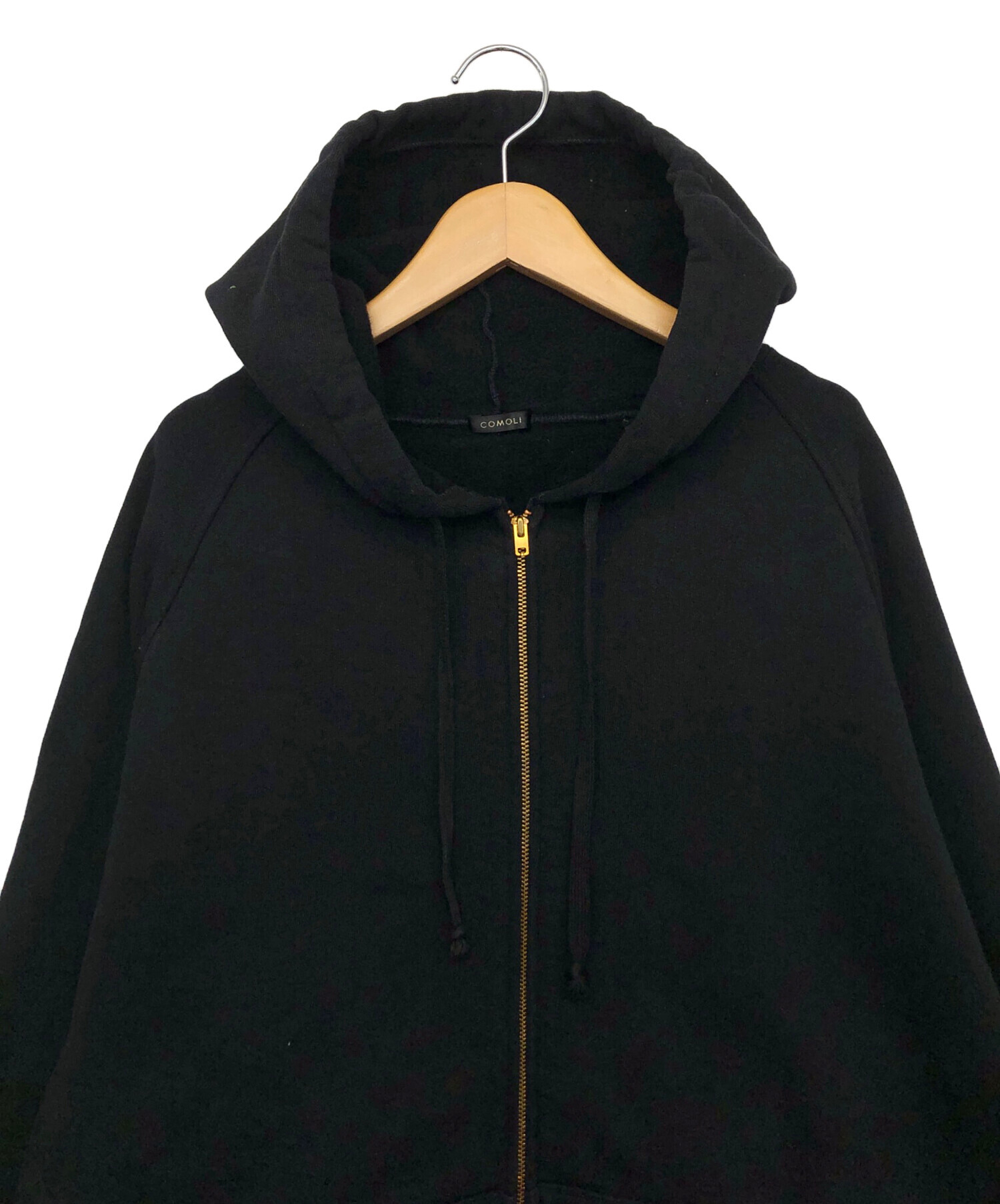 中古・古着通販】COMOLI (コモリ) コットン裏毛 ジップパーカ ブラック