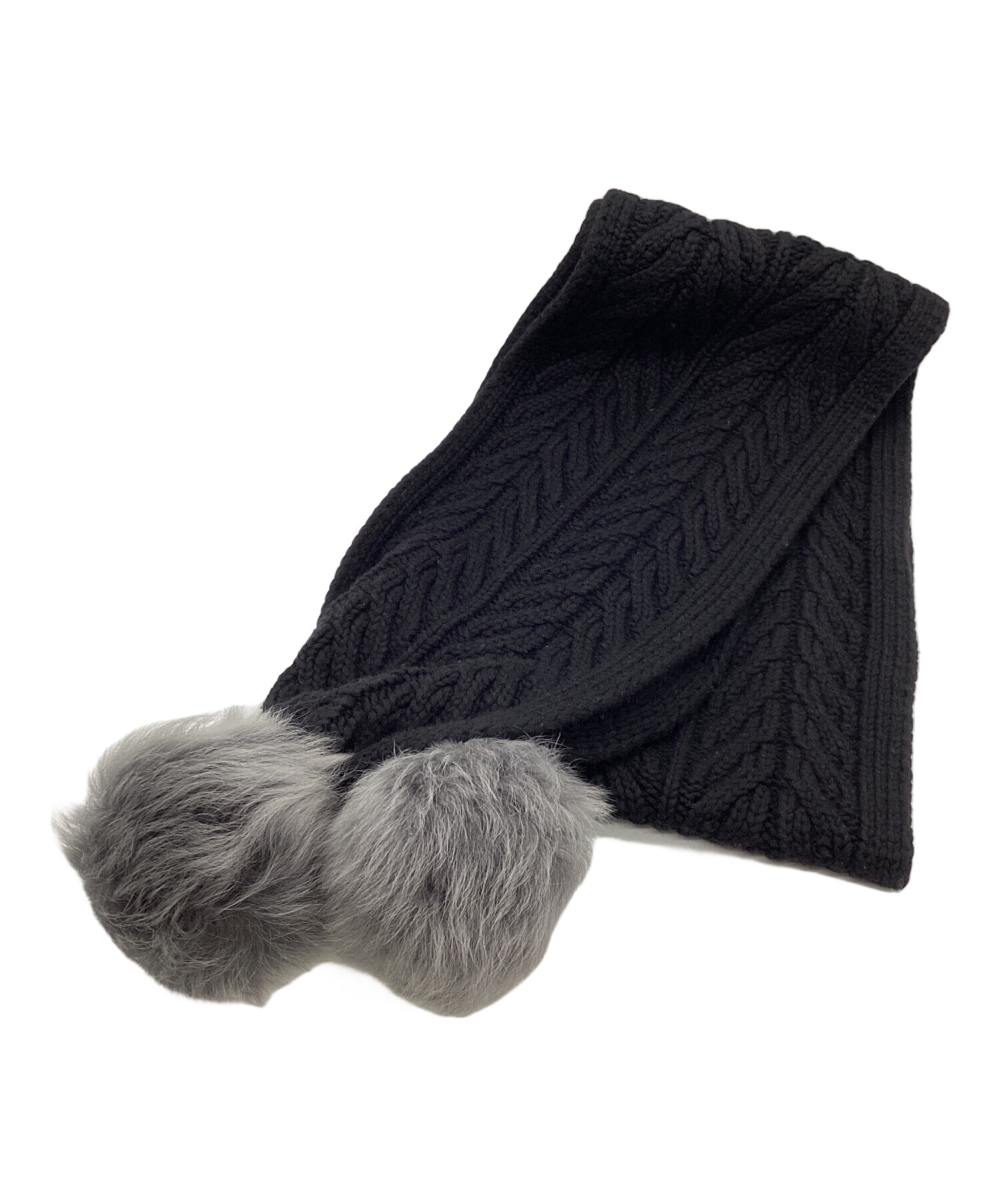 中古・古着通販】UGG (アグ) マフラー ブラック×グレー｜ブランド