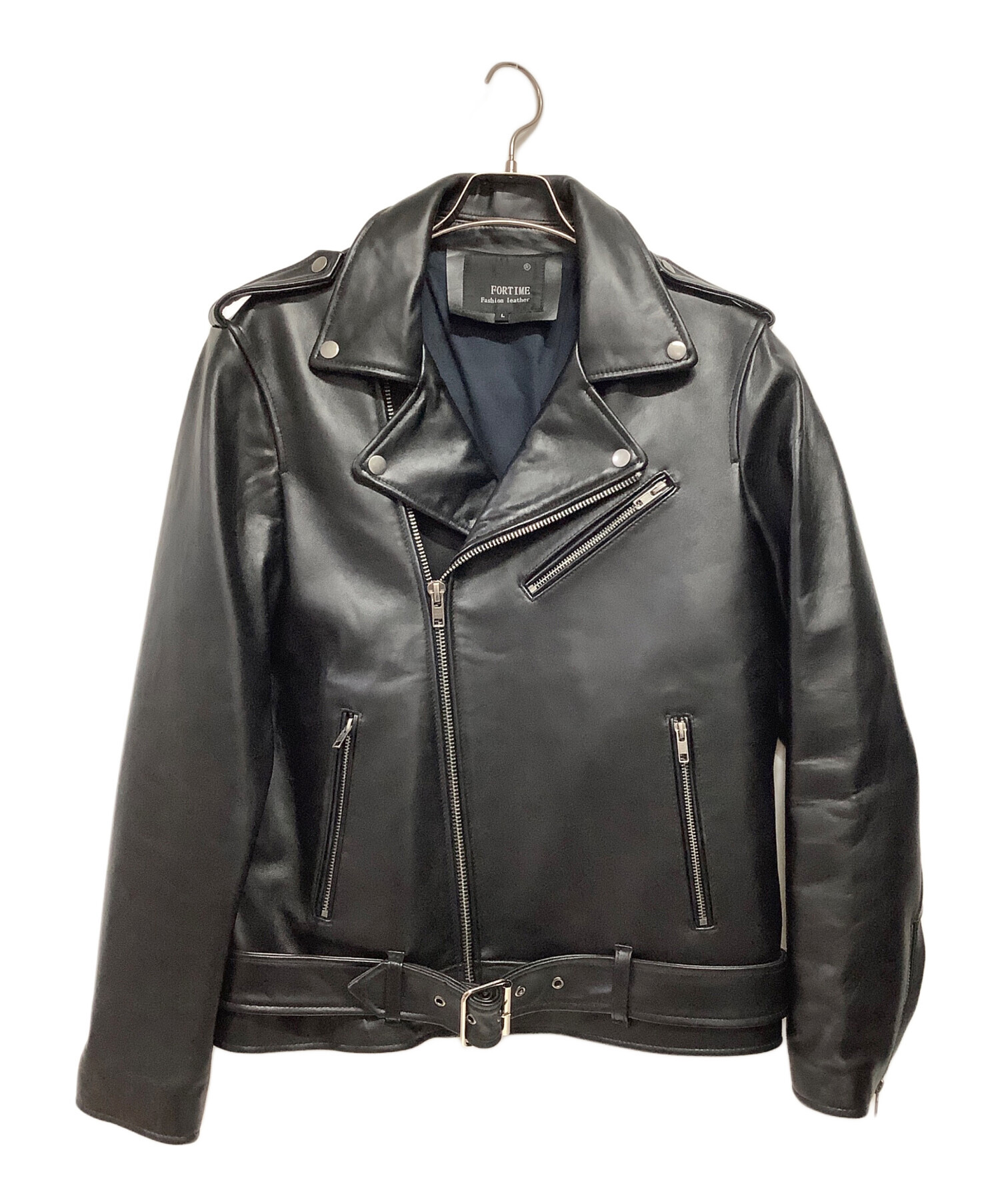 中古・古着通販】FORTIME (フォータイム) レザージャケット ブラック
