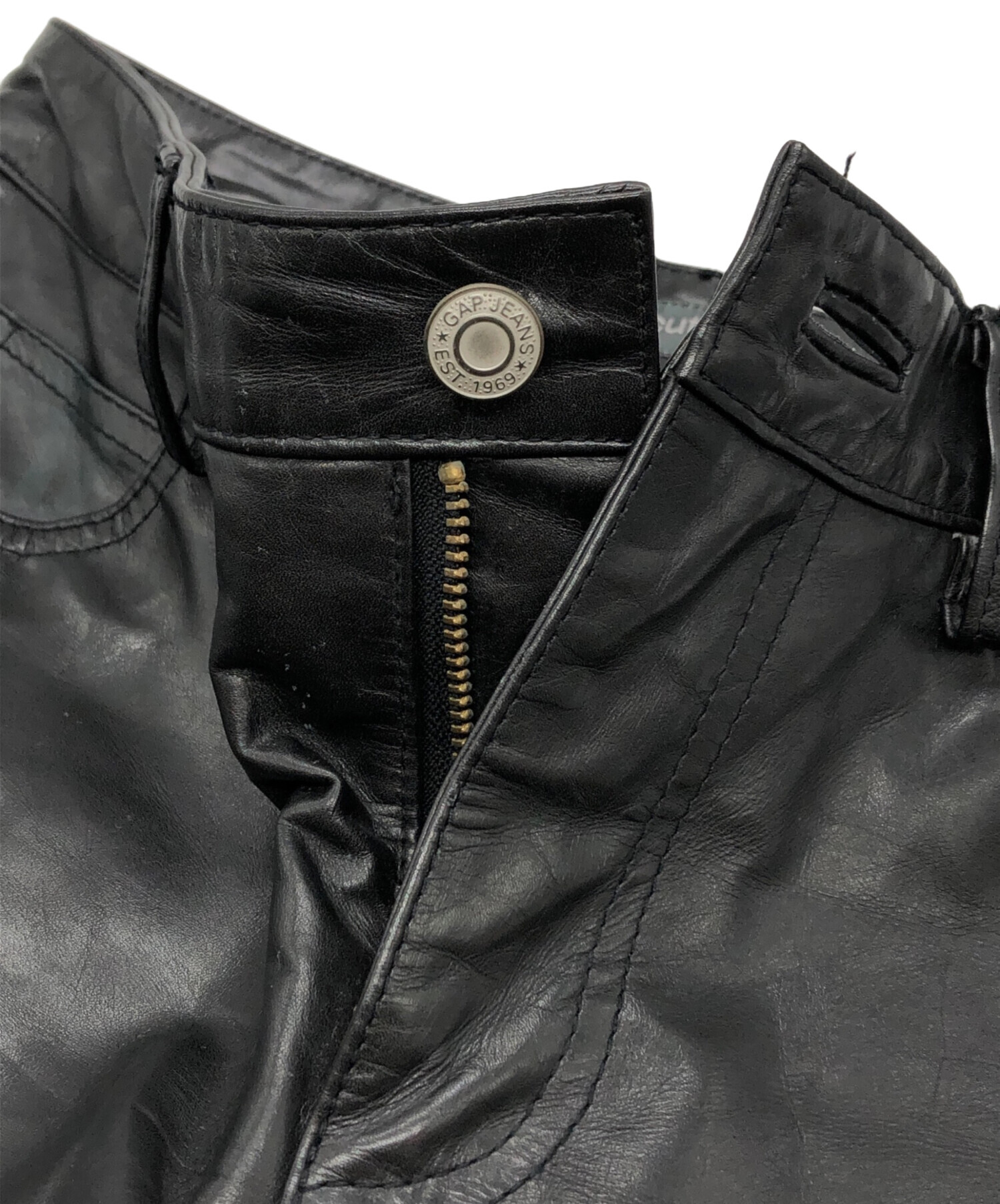 中古・古着通販】GAP (ギャップ) ブーツカットレザーパンツ ブラック