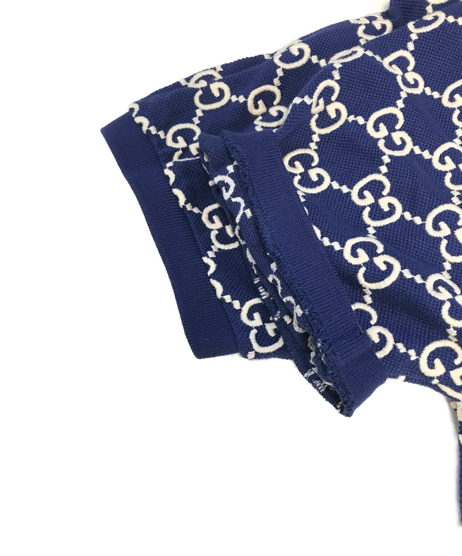 中古・古着通販】GUCCI (グッチ) GG総柄ポロシャツ ブルー サイズ:XS