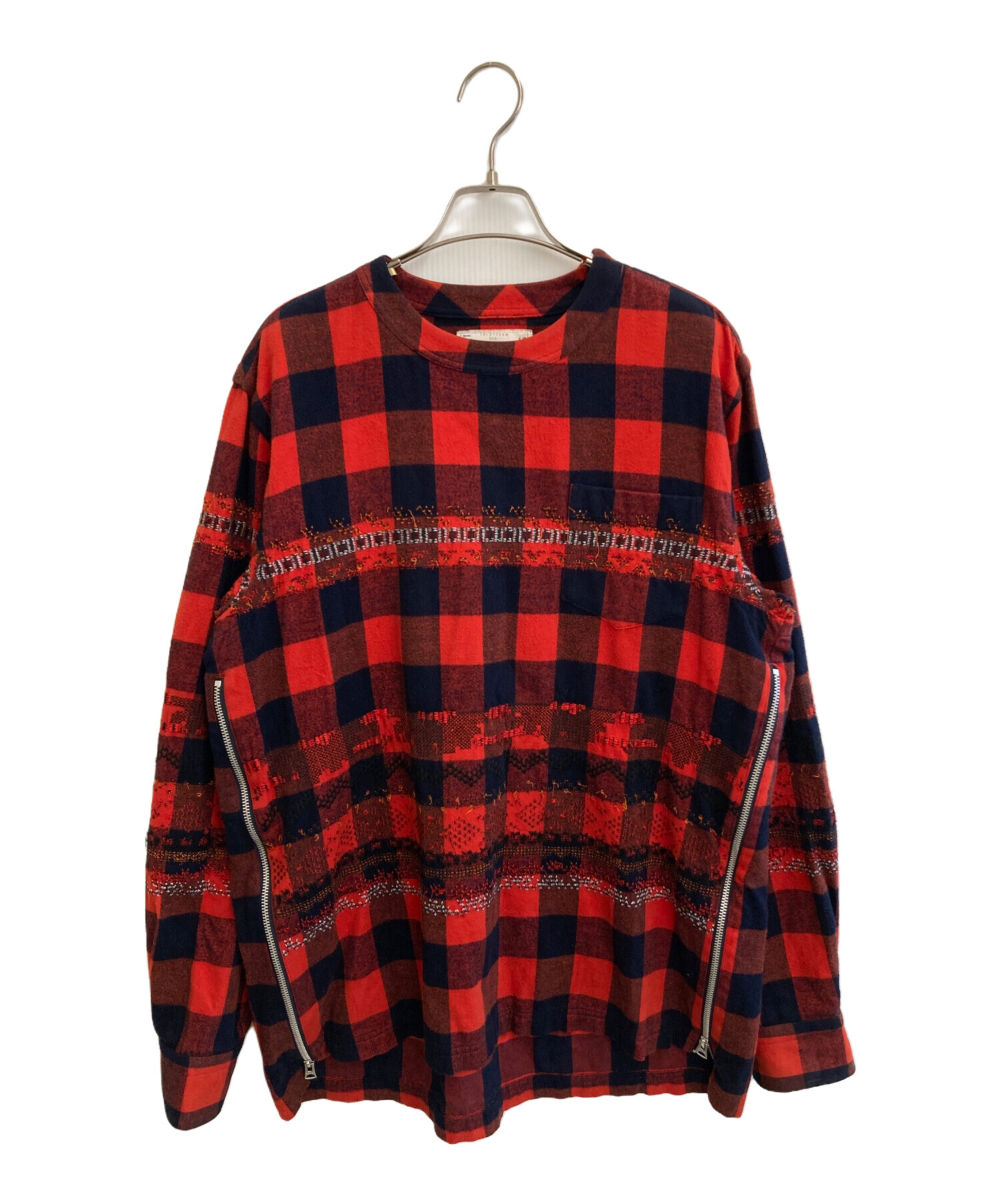 中古・古着通販】sacai (サカイ) プルオーバーチェックシャツ レッド