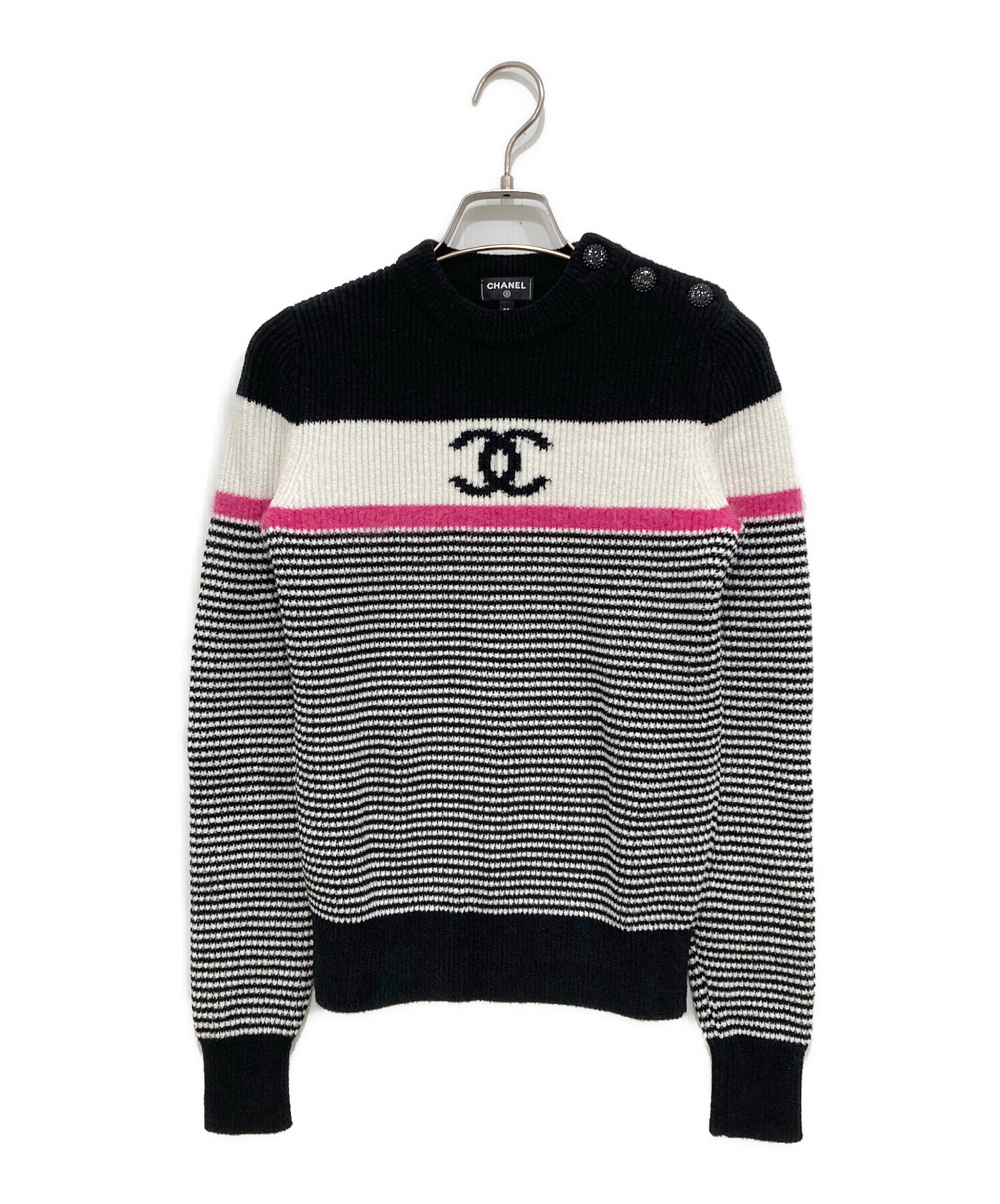 中古・古着通販】CHANEL (シャネル) ココマークサイドボタンニット