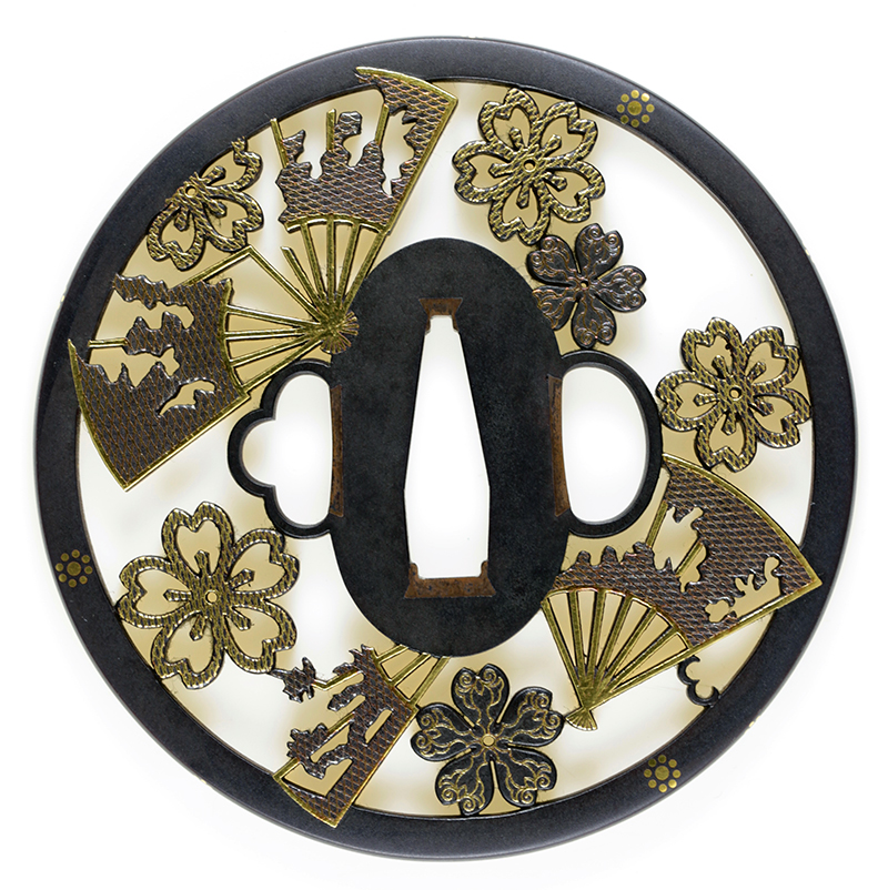 鐔 佐々木恒春 桜花破扇図[B00201]｜刀剣や刀の販売なら日本刀販売専門