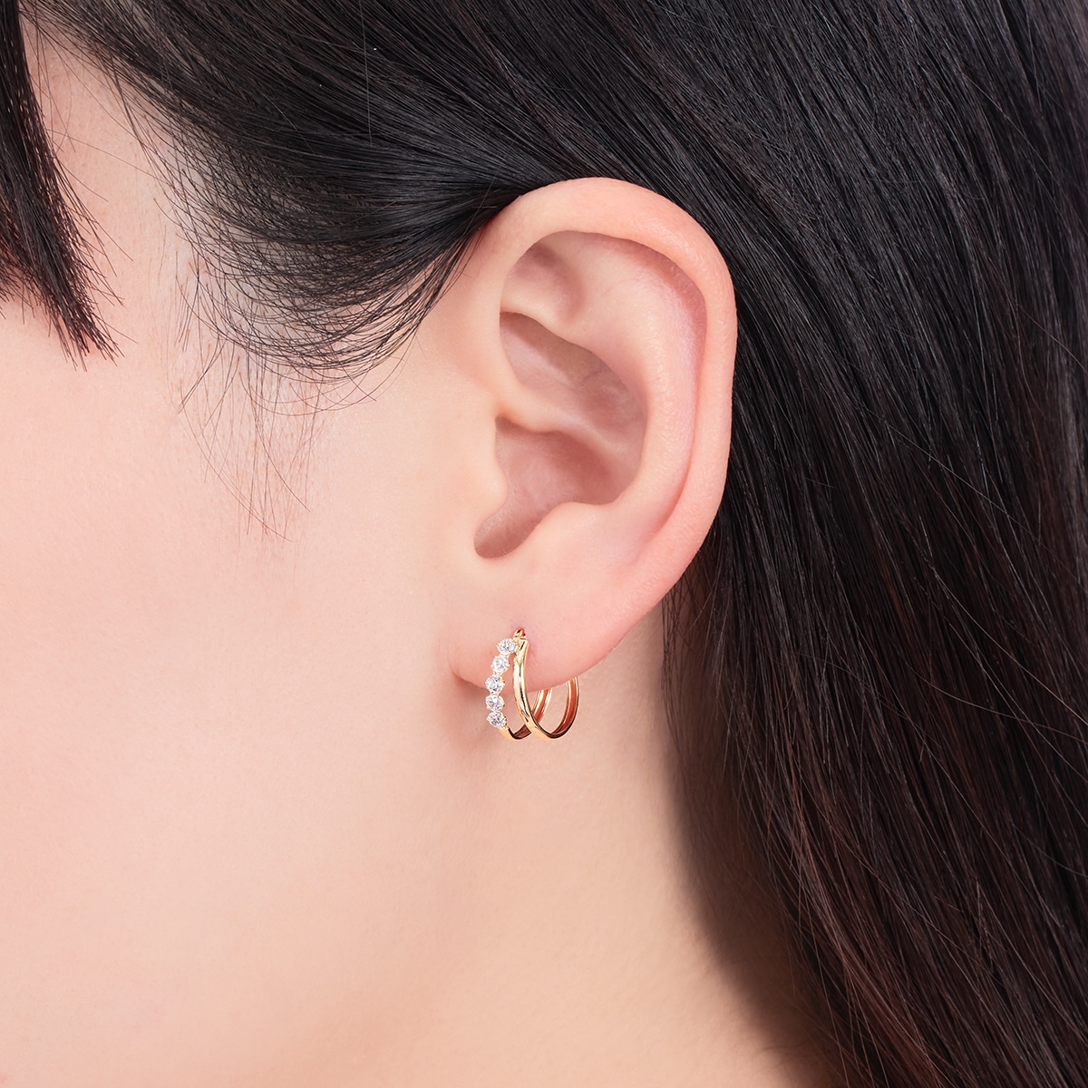 K10イエローゴールドキュービックピアス(RPE041-002)|TSUTSUMI