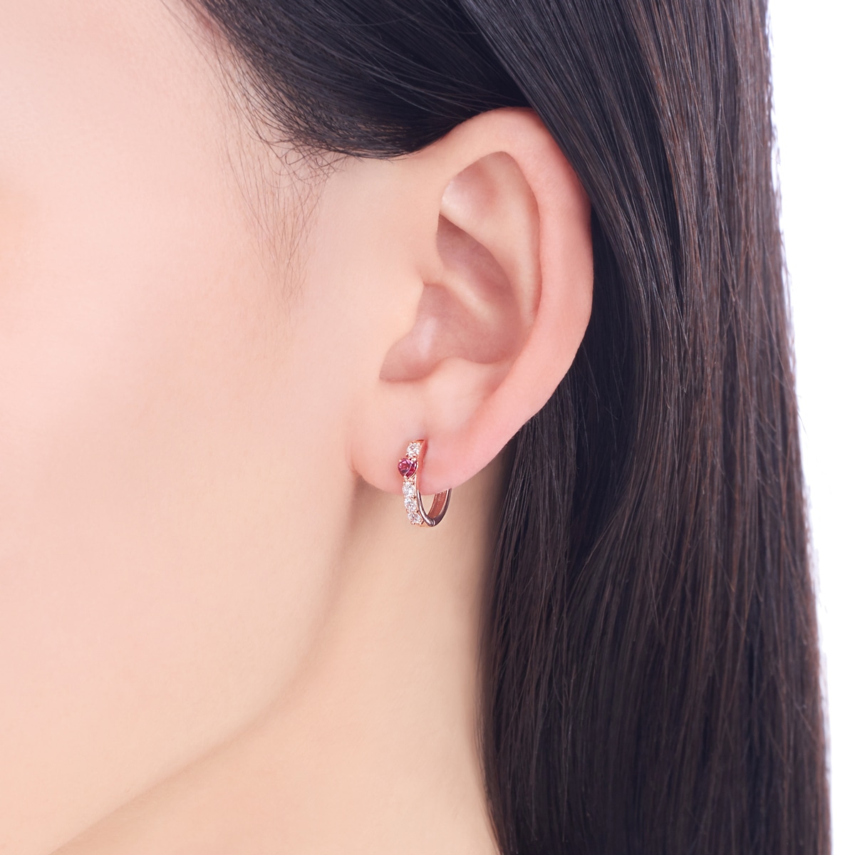 K10ピンクゴールドロードライトガーネットピアス(RPE925-003)|TSUTSUMI