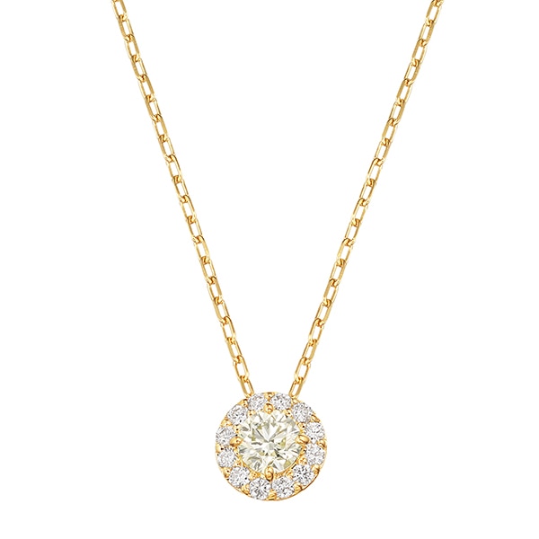 K18イエローゴールド鑑定書付ダイヤモンドネックレス（0.18カラット