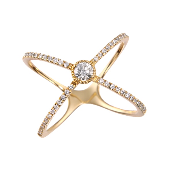 K18イエローゴールド鑑定書付ダイヤモンドリング（0.15カラット