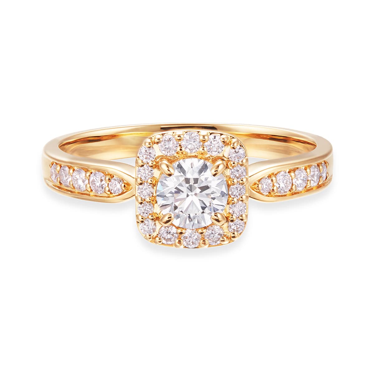 K18イエローゴールド鑑定書付ダイヤモンドリング（0.35カラット