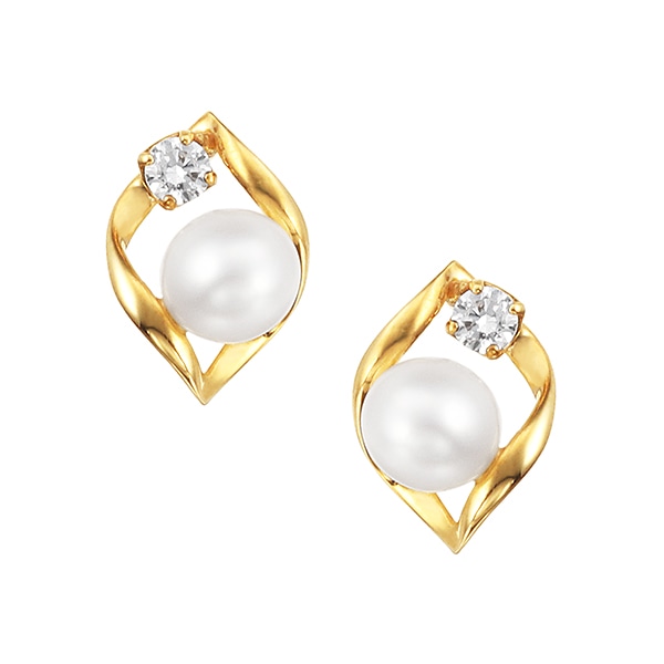 K18イエローゴールド淡水パールピアス（4mm）(RPE053-002)|TSUTSUMI