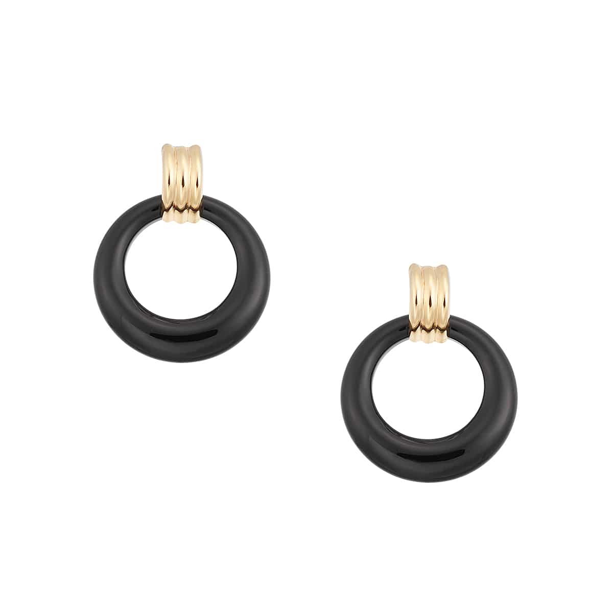 K10イエローゴールドブラックカルセドニーピアス(RPE310-002)|TSUTSUMI