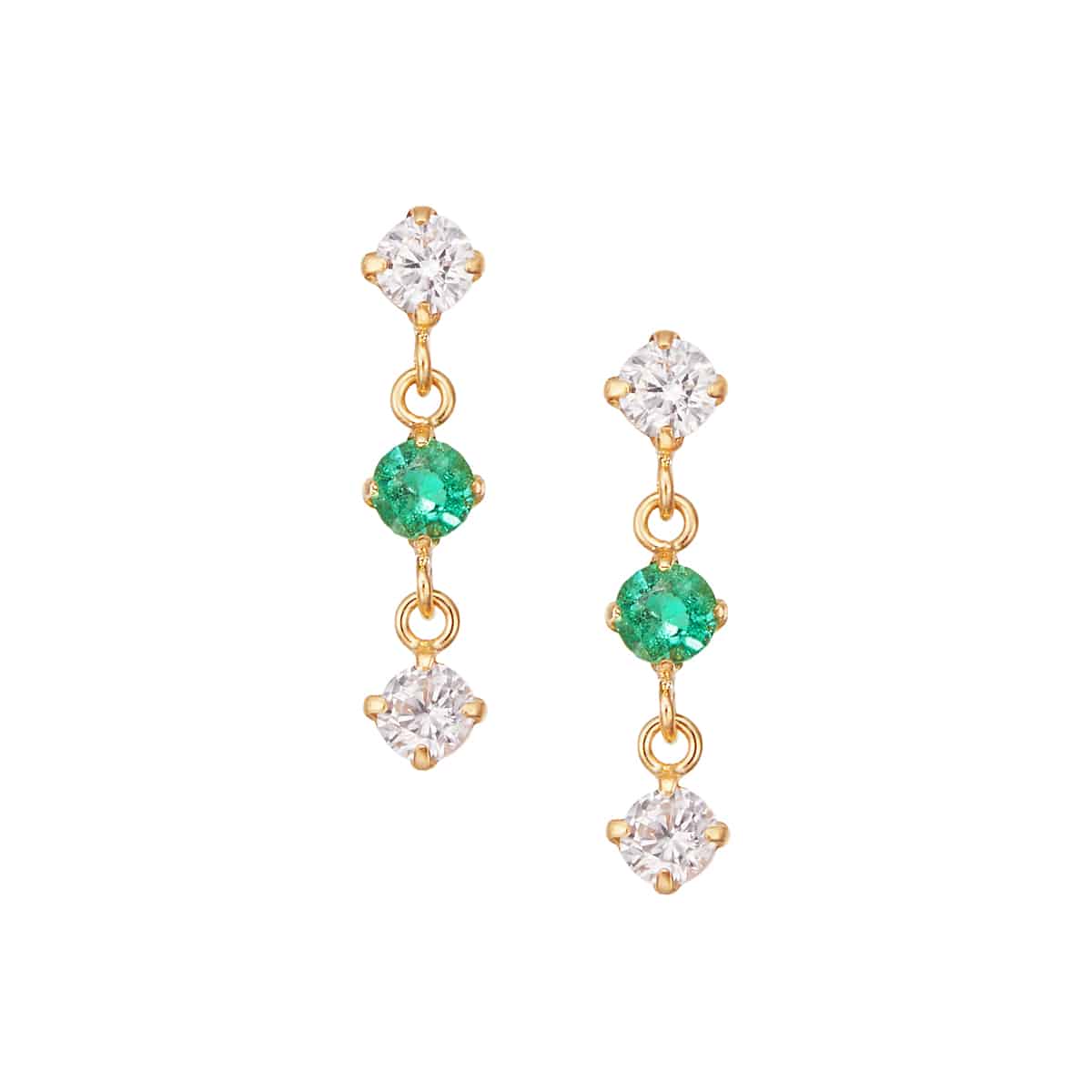 K14ホワイトゴールドエメラルドピアス(RPE405-001)|TSUTSUMI