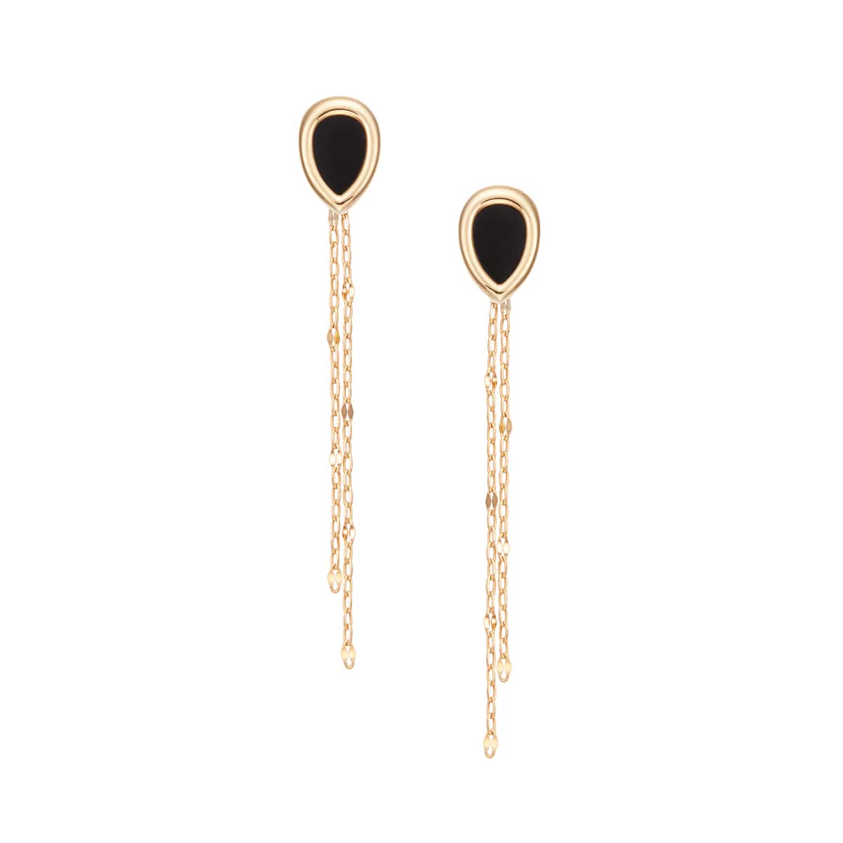 K10イエローゴールドブラックカルセドニーピアス(RPE928-003)|TSUTSUMI