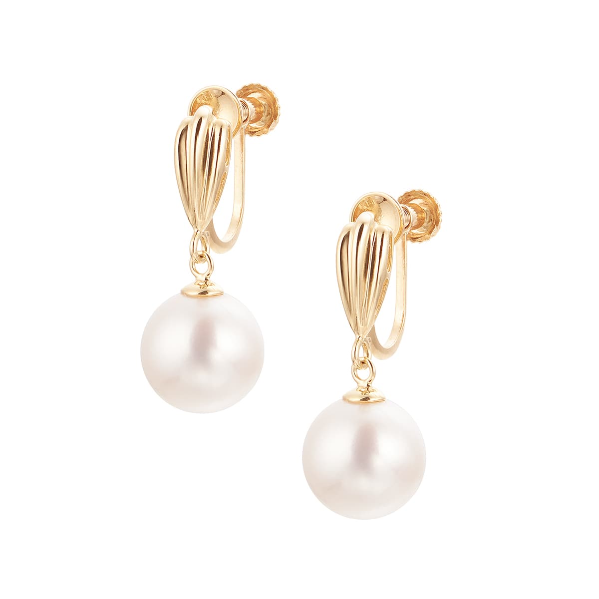 K10イエローゴールド淡水パールイヤリング（7.5mm）(RER705)|TSUTSUMI