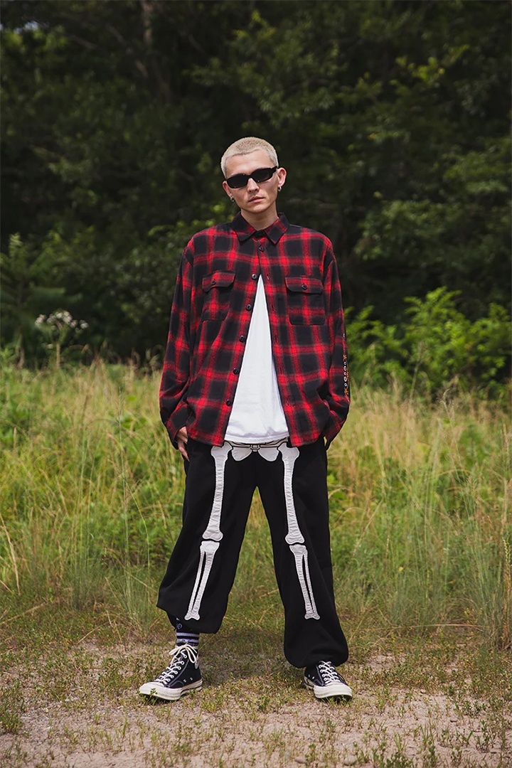 SOLD}MAYO メイヨー STUD LOOK EMBROIDERY CHECK SHIRT スタッズ風刺繍