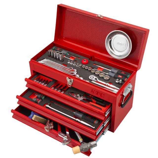 KTC SK36624XSYR 9.5sq.スタンダードセット66点(3段3引出し) 【SK