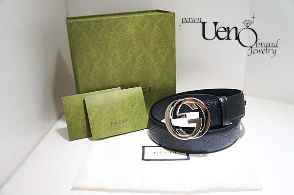 Sold Out－【GUCCI グッチ】シグネチャーレザーベルト（黒） シルバー