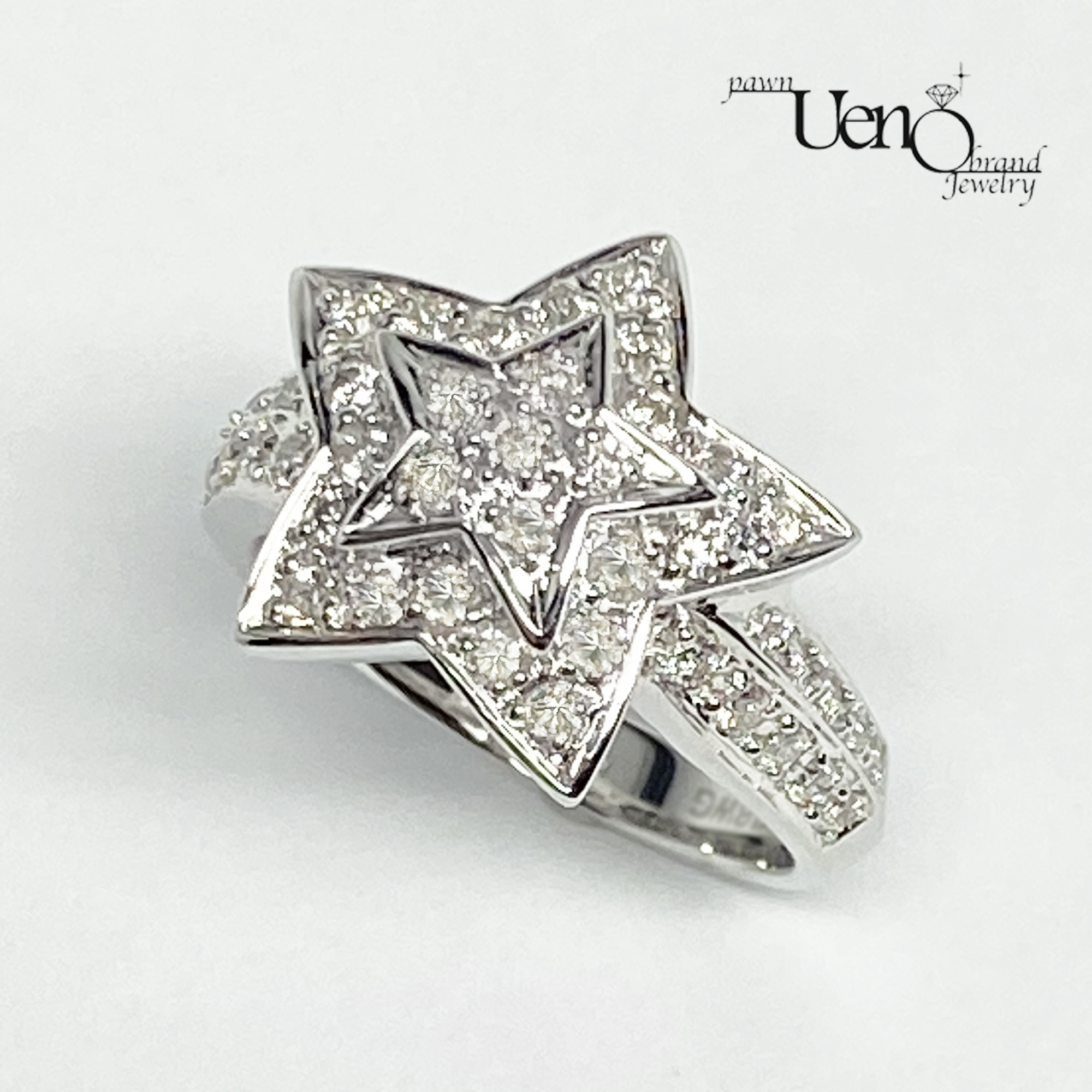 K18WG ダイヤモンド0.59ct スター(星)モチーフ リング - 株式会社上野