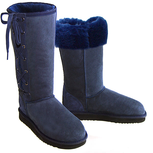 Classic Tall Ugg Boots Lace Up Navy - Premium Quality - Made in