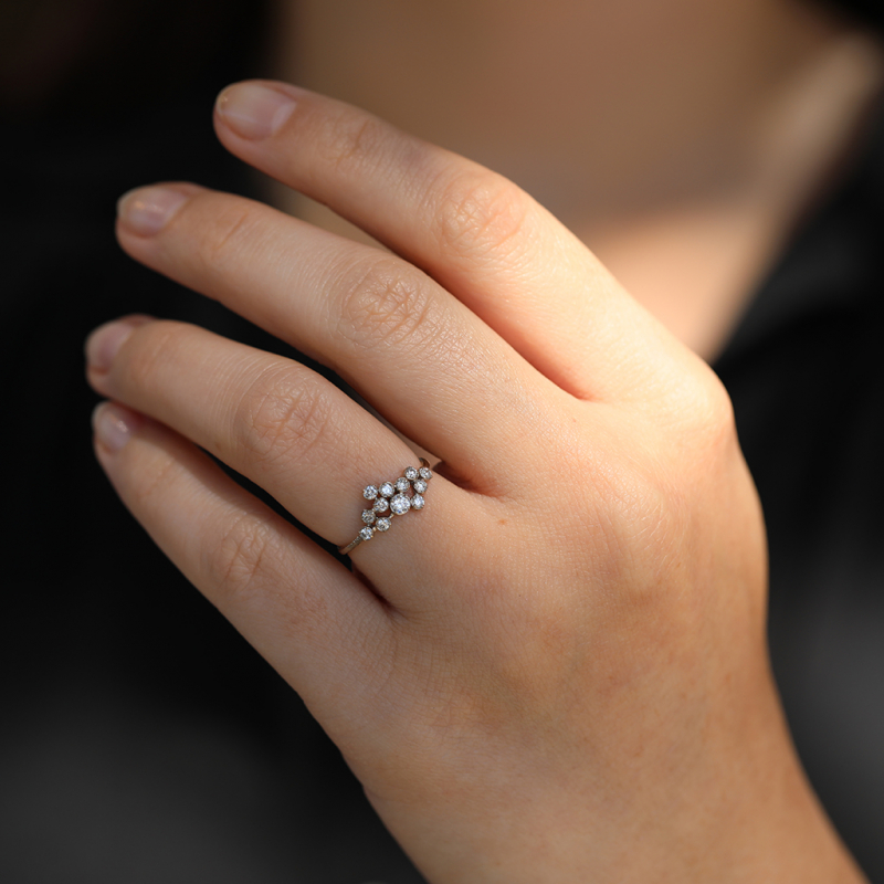 Noguchi Bijoux | White Gold 12 Diamond Cluster Ring at Voiage Jewelry