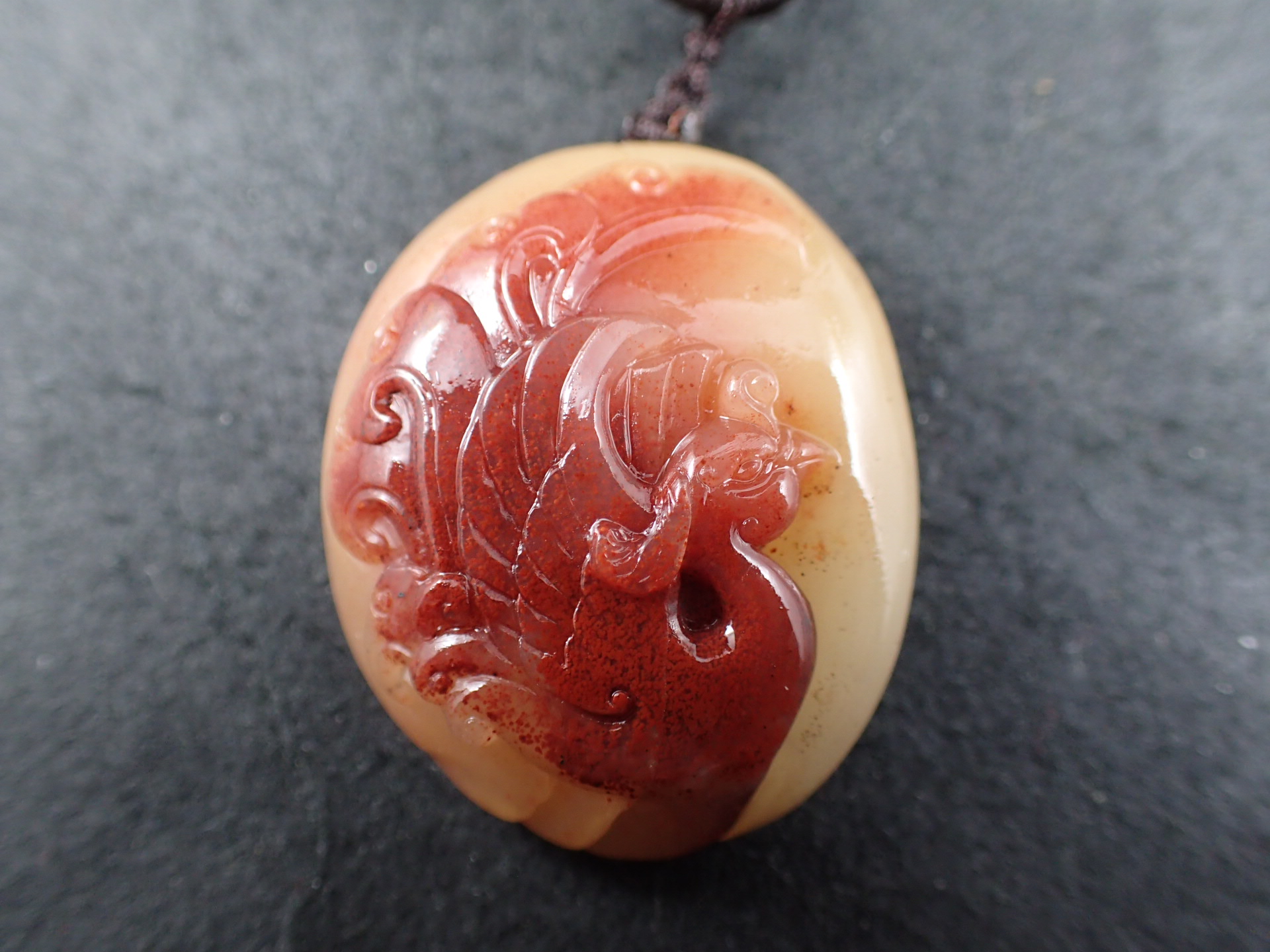 最高品質寿山石（芙蓉石） 鳳凰 ペンダントトップ（ネックレス用紐付