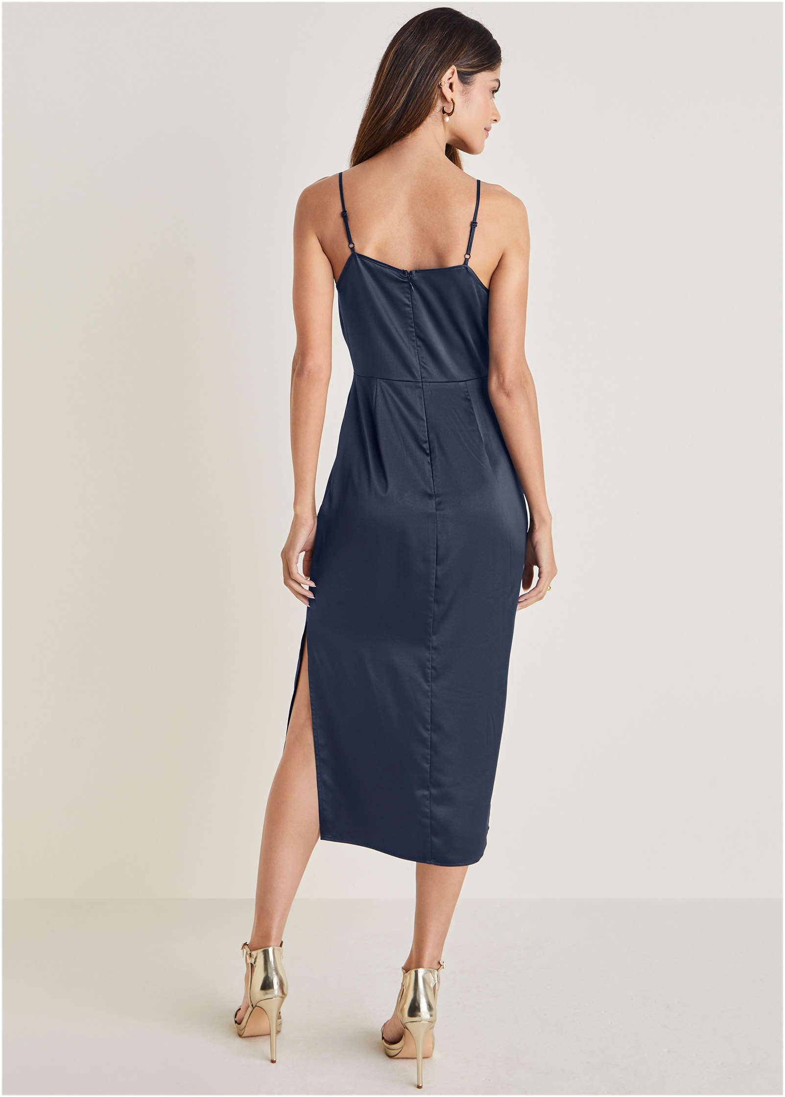 Cowl Neck Slip Dress - Navy – Venus Fashion