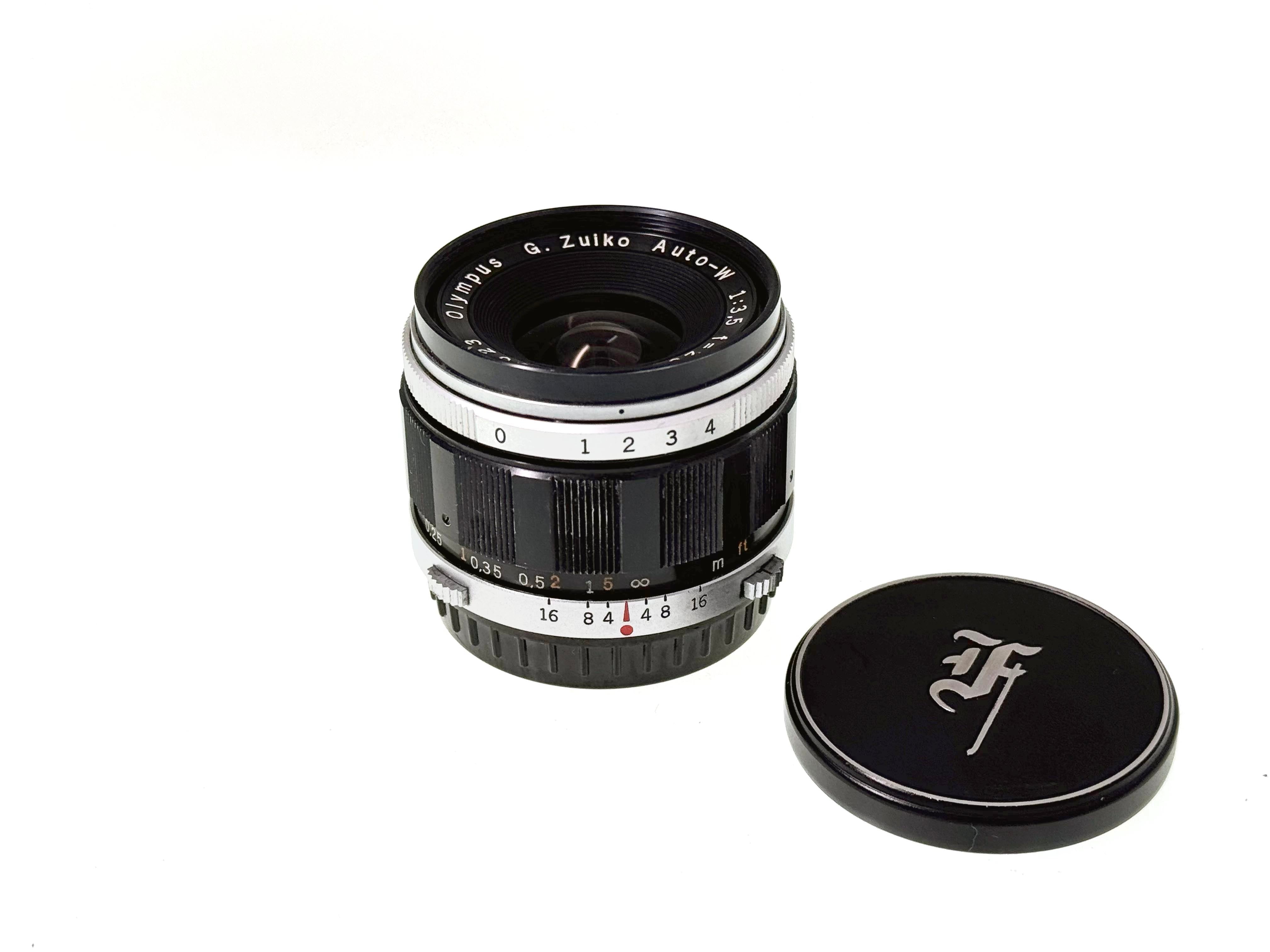 Vintage Olympus Pen F 20mm F3.5 wide angle Lens with caps