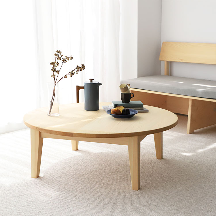 ラウンドテーブル D hinoki 90 ロータイプ｜家具とダイニングテーブル
