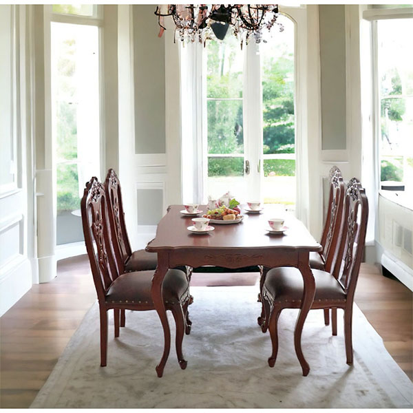 輸入家具 イングランド式 クラシックダイニングセット5P ブラウン