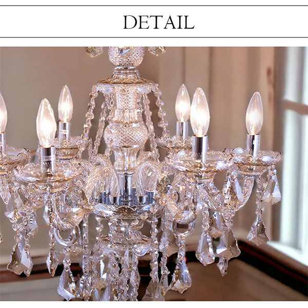 LED対応】 クリスタル シャンデリア 6灯(ライカ・アンバー) 【送料無料