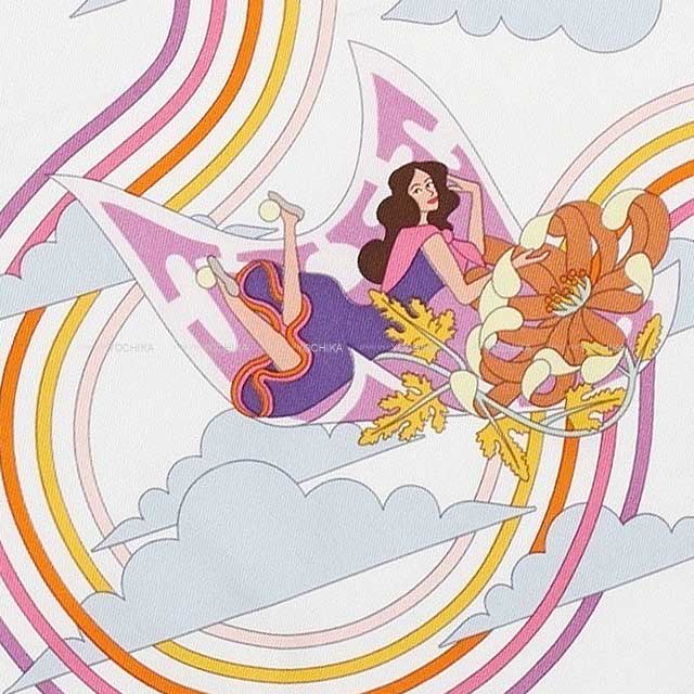 HERMES エルメス スカーフ カレ70 空飛ぶカレ 白 (ホワイト)/マルチ