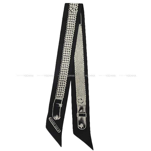 HERMES エルメス スカーフ ツイリー トレゾールドゥメドール 黒