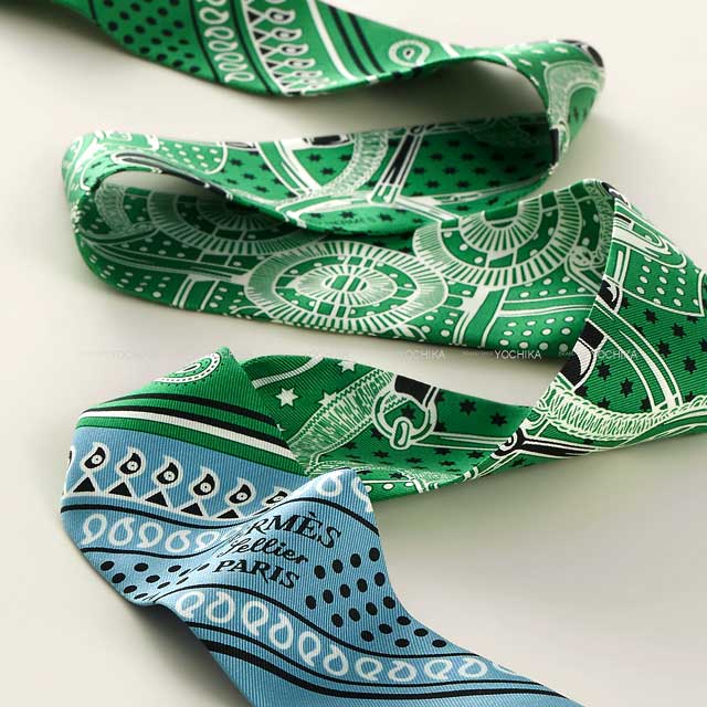 HERMES エルメス スカーフ ツイリー エプロンドール バンダナ ブルー