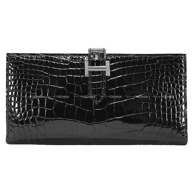 HERMES エルメス 長財布 ベアンスフレ 黒 (ブラック) クロコダイル