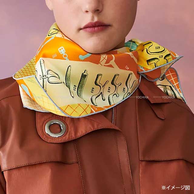 2023年春夏 HERMES エルメス スカーフ カレ70 レプティパピエ ジョーヌ
