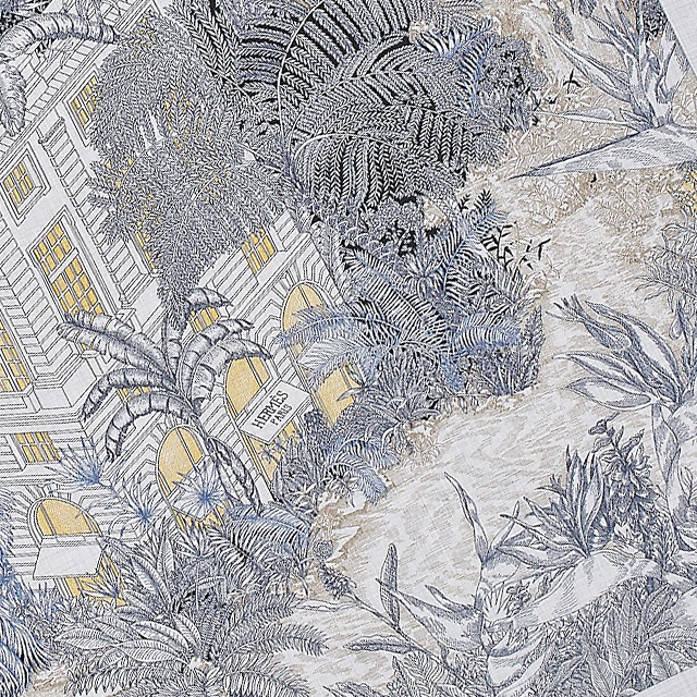 HERMES エルメス スカーフ カレ140 フォーブル・トロピカル グリシン