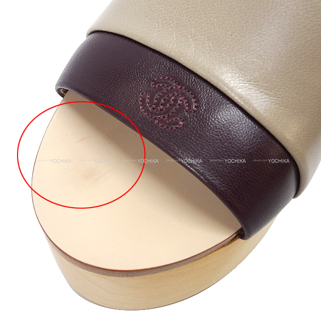 CHANEL シャネル ミュール ココマーク バイカラー ウェッジソール