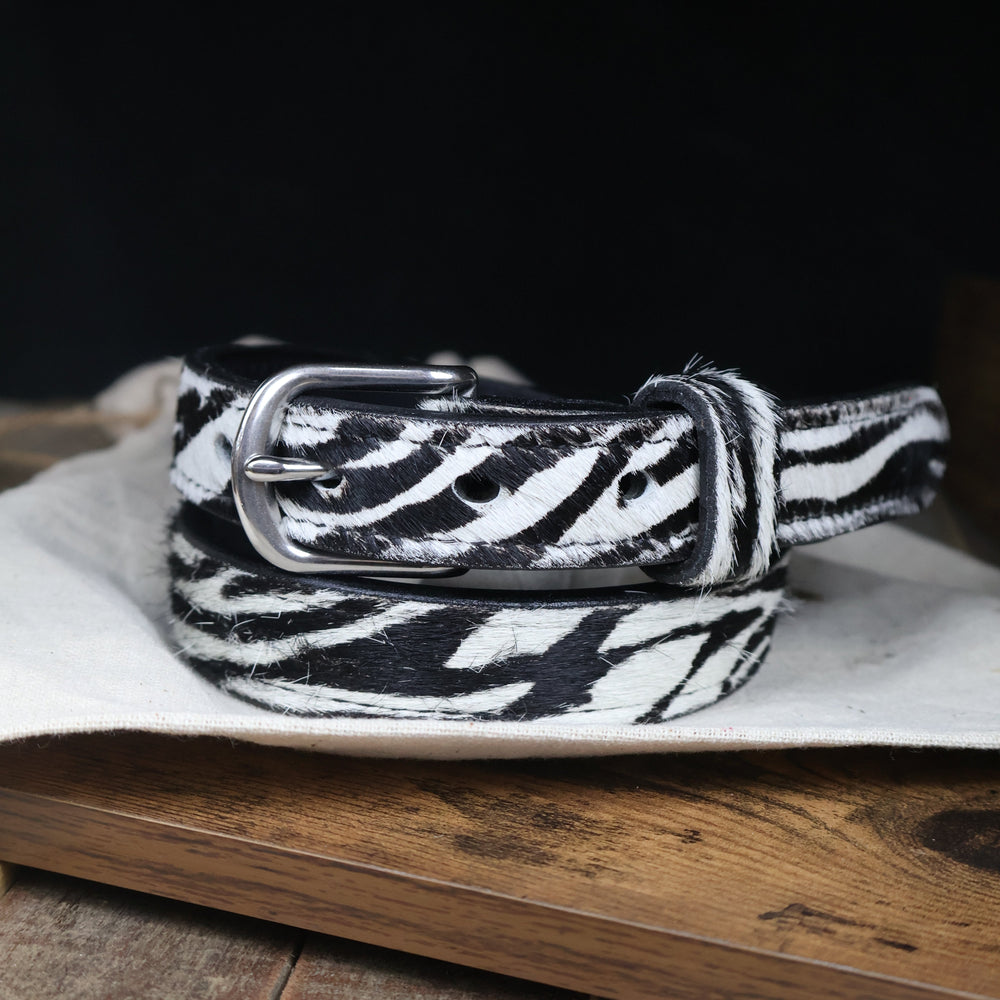 Furry Zebra Print Leather Belt - Amish Handmade – Yoder Leather